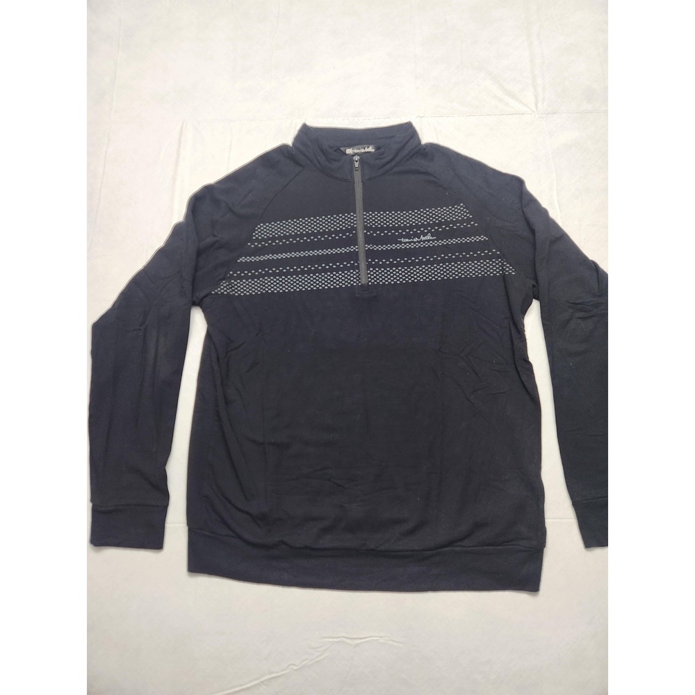 Travis Mathew Sweatshirt Mens Large Black 1/4 Zip Golf Pullover‎ Stretch